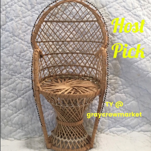 Other - Vintage Look Miniature Wicker Rattan Peacock Chair